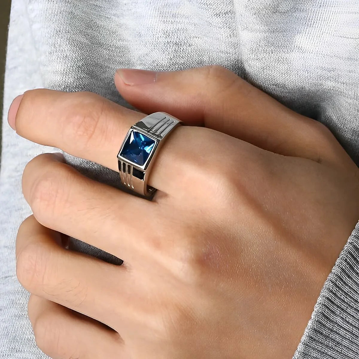Azenli SILVER-OCEAN RING