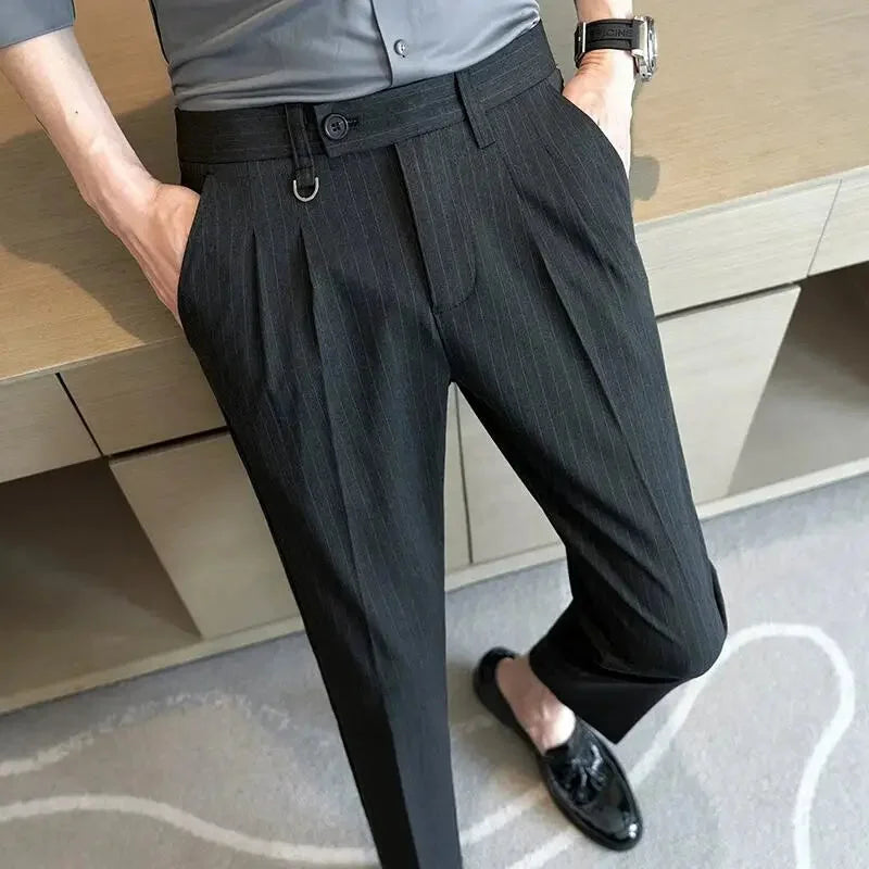 Striped Suit Trousers Azenli